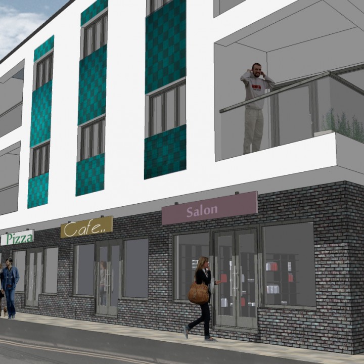 architectural drawing for flats and shop development